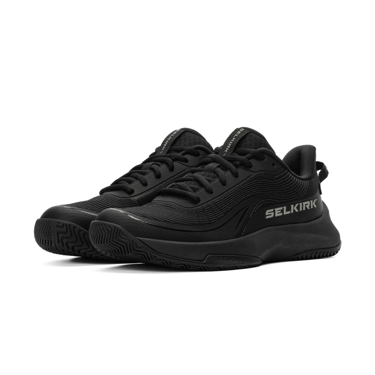 Selkirk Sport men’s CourtStrike Pro pickleball shoes with lace-up closure, cushioned sole, and low-cut athletic design, shown as a pair.