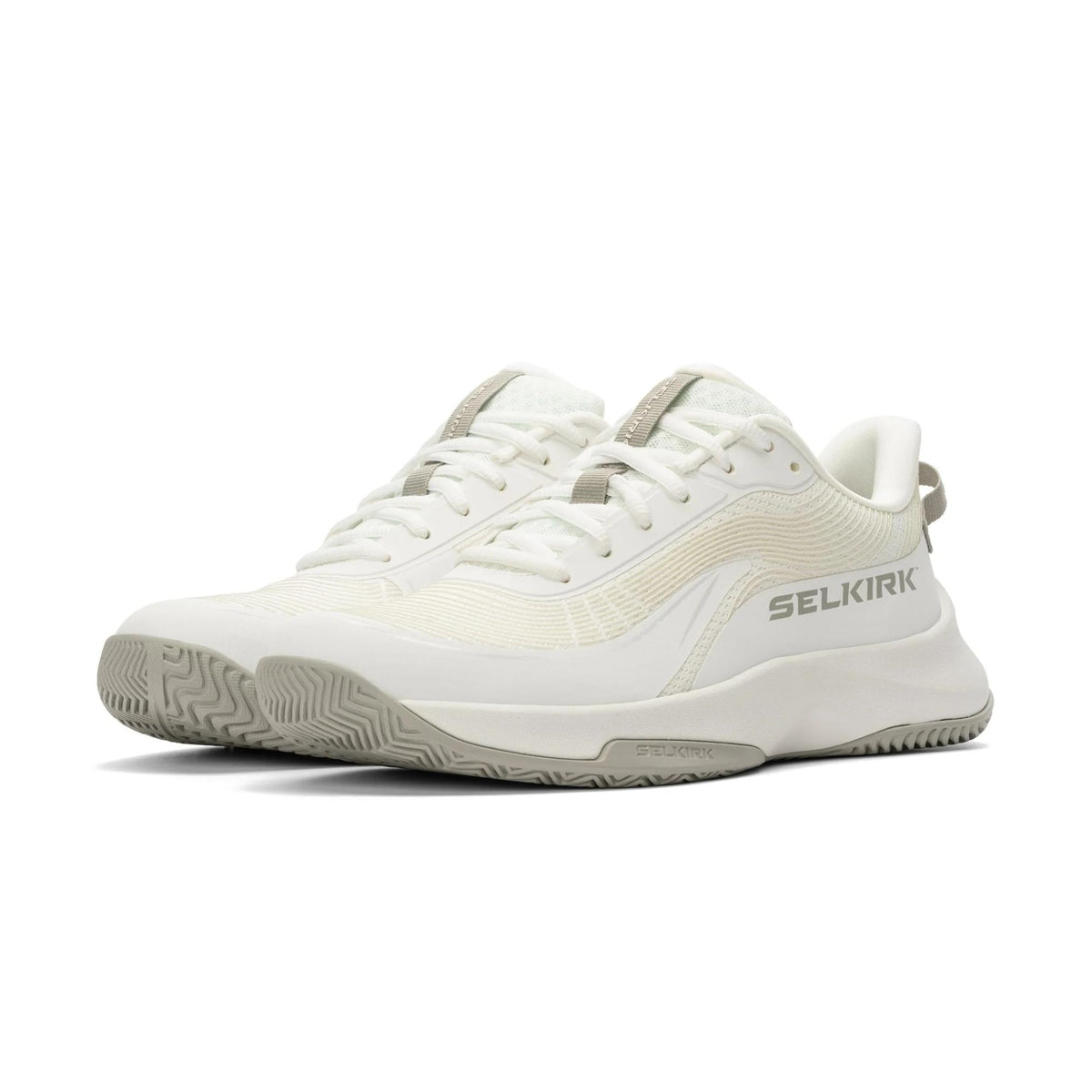 Selkirk Sport men’s CourtStrike Pro pickleball shoes with lace-up closure, cushioned sole, and low-cut athletic design, shown as a pair.