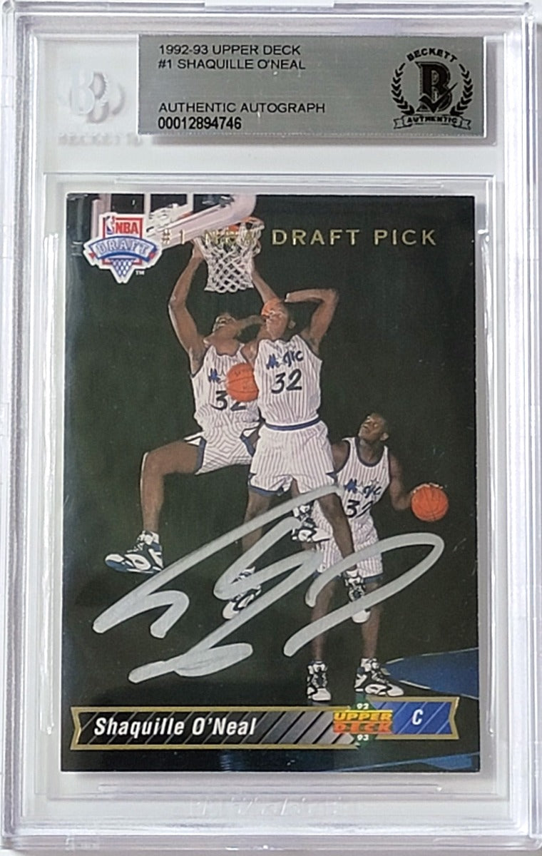 Shaquille O'Neal Autographed Orlando Magic Encapsulated 1992 Upper Deck #1 Rookie Trading Card Beckett AUTHENTIC AUTO