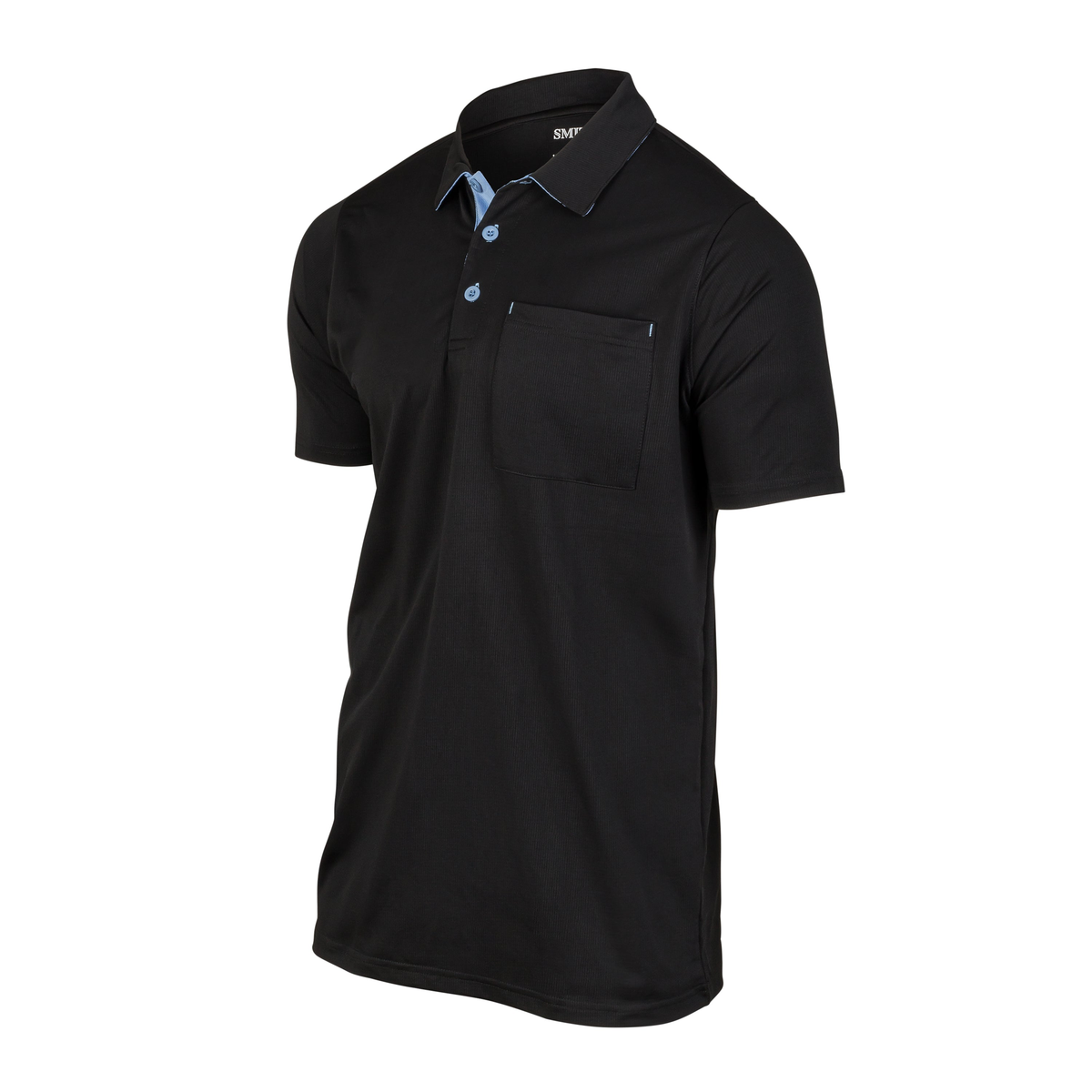 SMITTY BB-S349 Major League Umpire Short Sleeve Baseball Shirt Softball in Black w/ Blue - front view