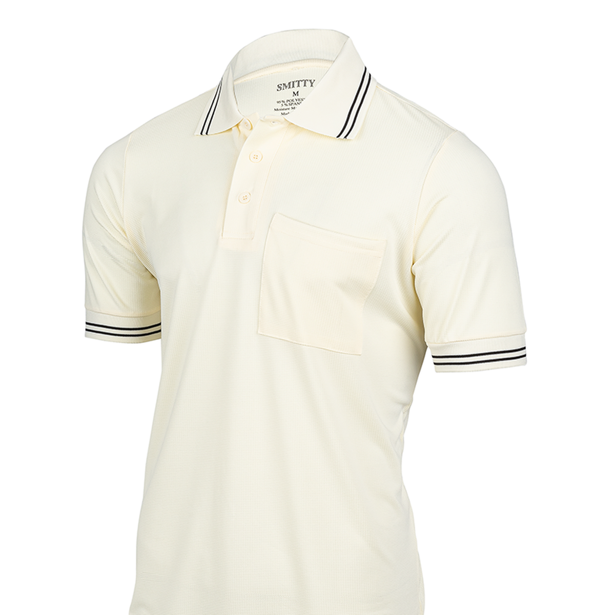 Smitty BBS-307 New "Body Flex" Baseball & Softball Umpire Shirt in Cream w/ Black Trim - front view