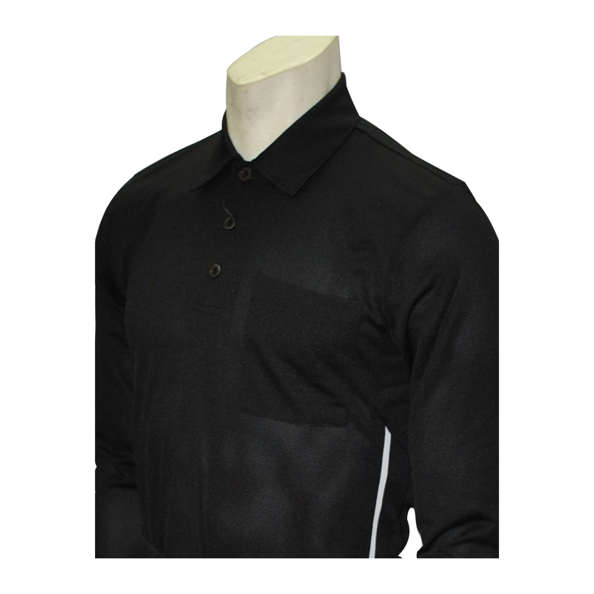 SMITTY BBS-311 MLB Style Long Sleeve Mesh with Side Panels Baseball Umpire in Black with White Accent Trim - front view