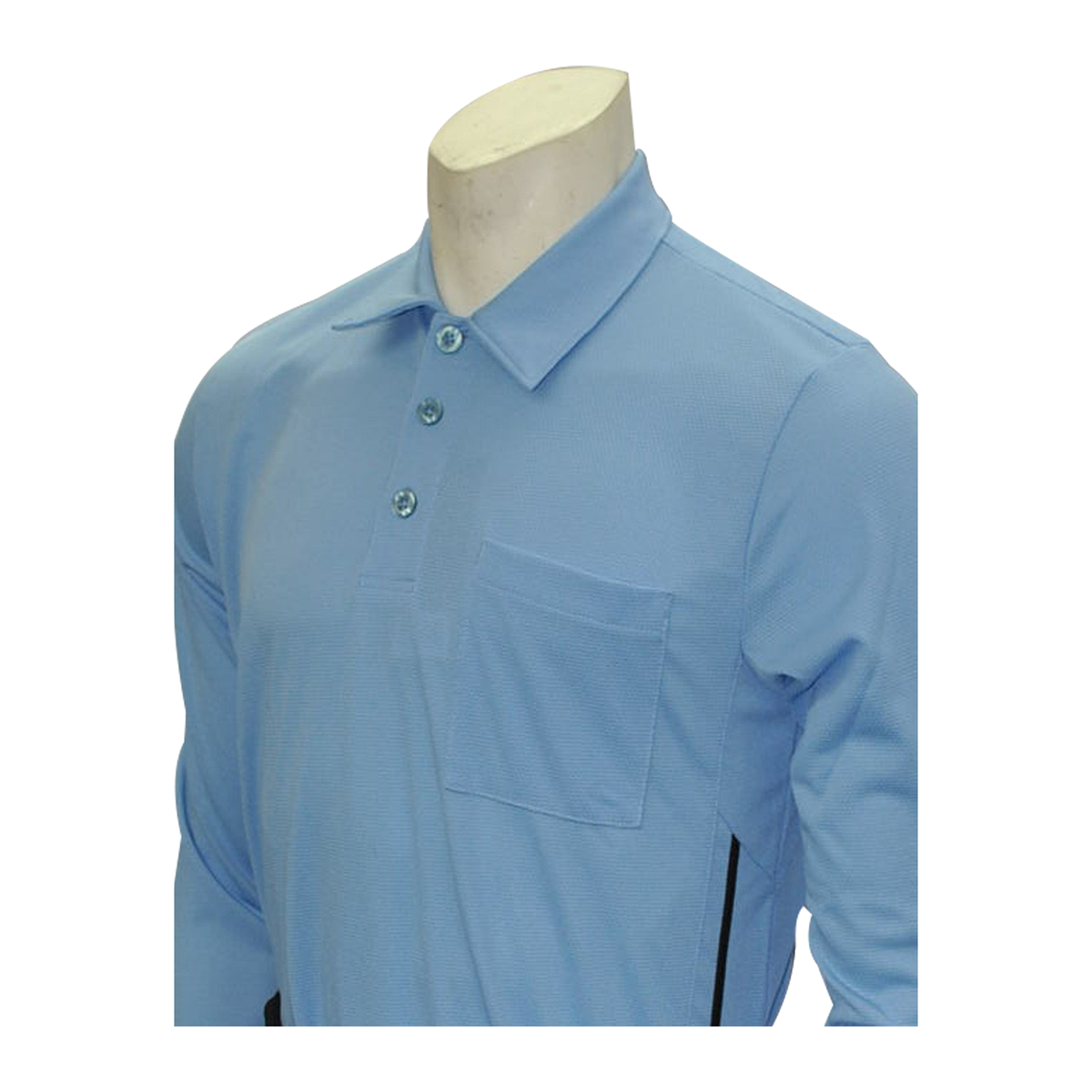 SMITTY BBS-311 MLB Style Long Sleeve Mesh with Side Panels Baseball Umpire in Carolina Blue with Black Accent Trim - front view