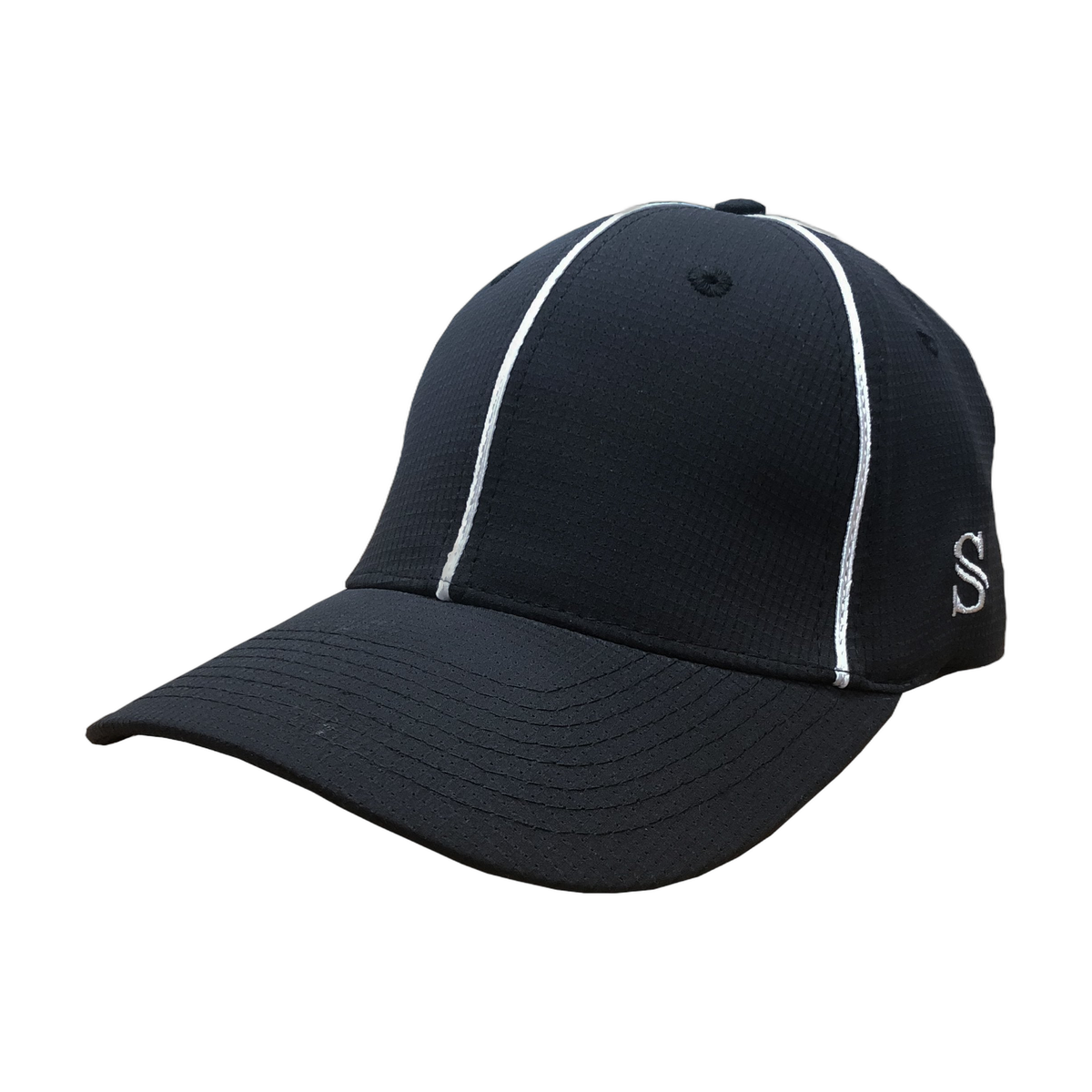 Smitty HT110/HT111 Performance Flex Fit Football Hats in Black/White - front view