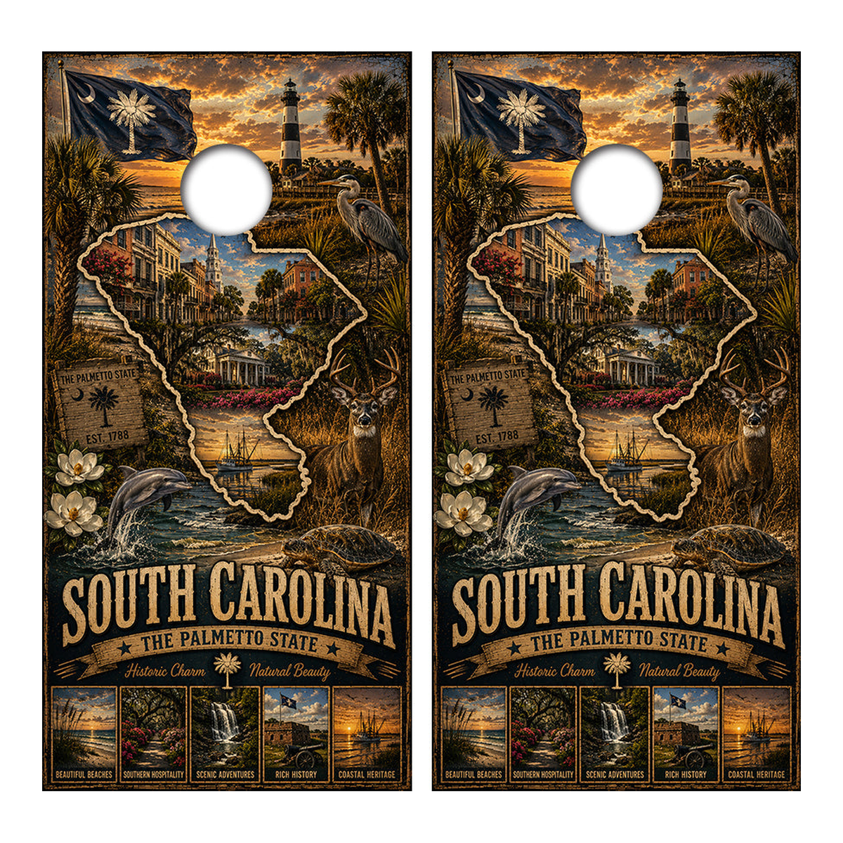 South Carolina The Palmetto State Cornhole Design - Corn5083 - Great Call Athletics