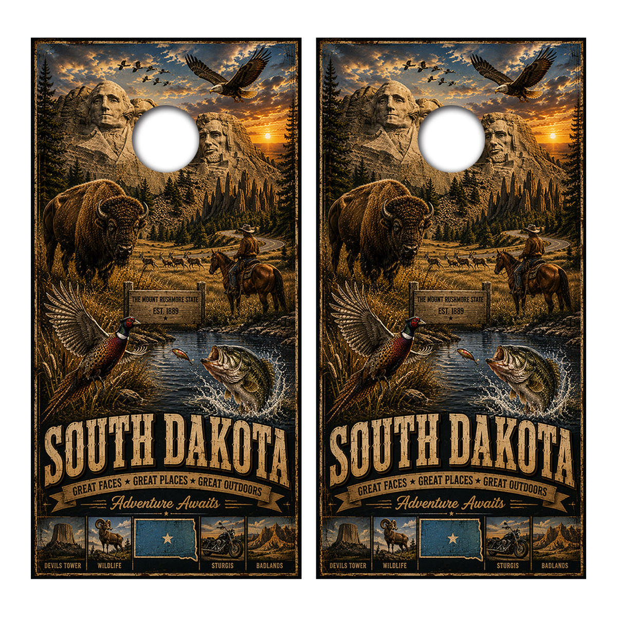South Dakota Great Faces Great Places Cornhole Design - Corn5080 - Great Call Athletics
