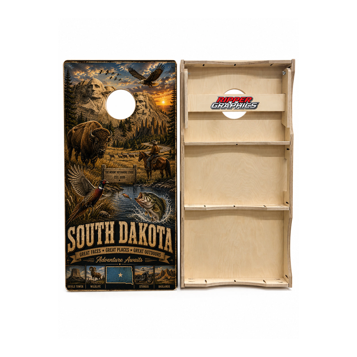 South Dakota Great Faces Great Places Cornhole Design - CH5080 - Great Call Athletics