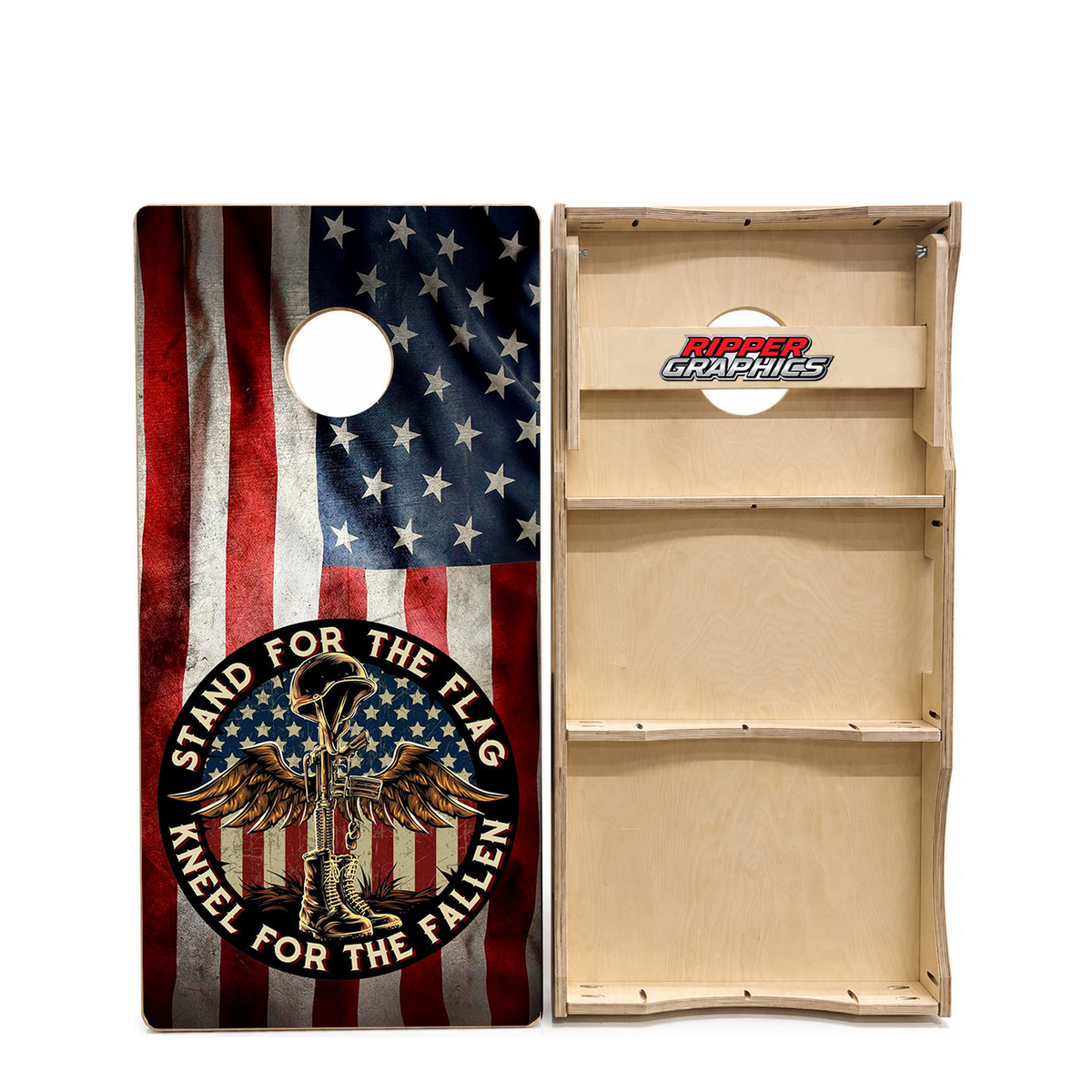 Stand For The Flag Kneel For The Fallen Cornhole Design product photo