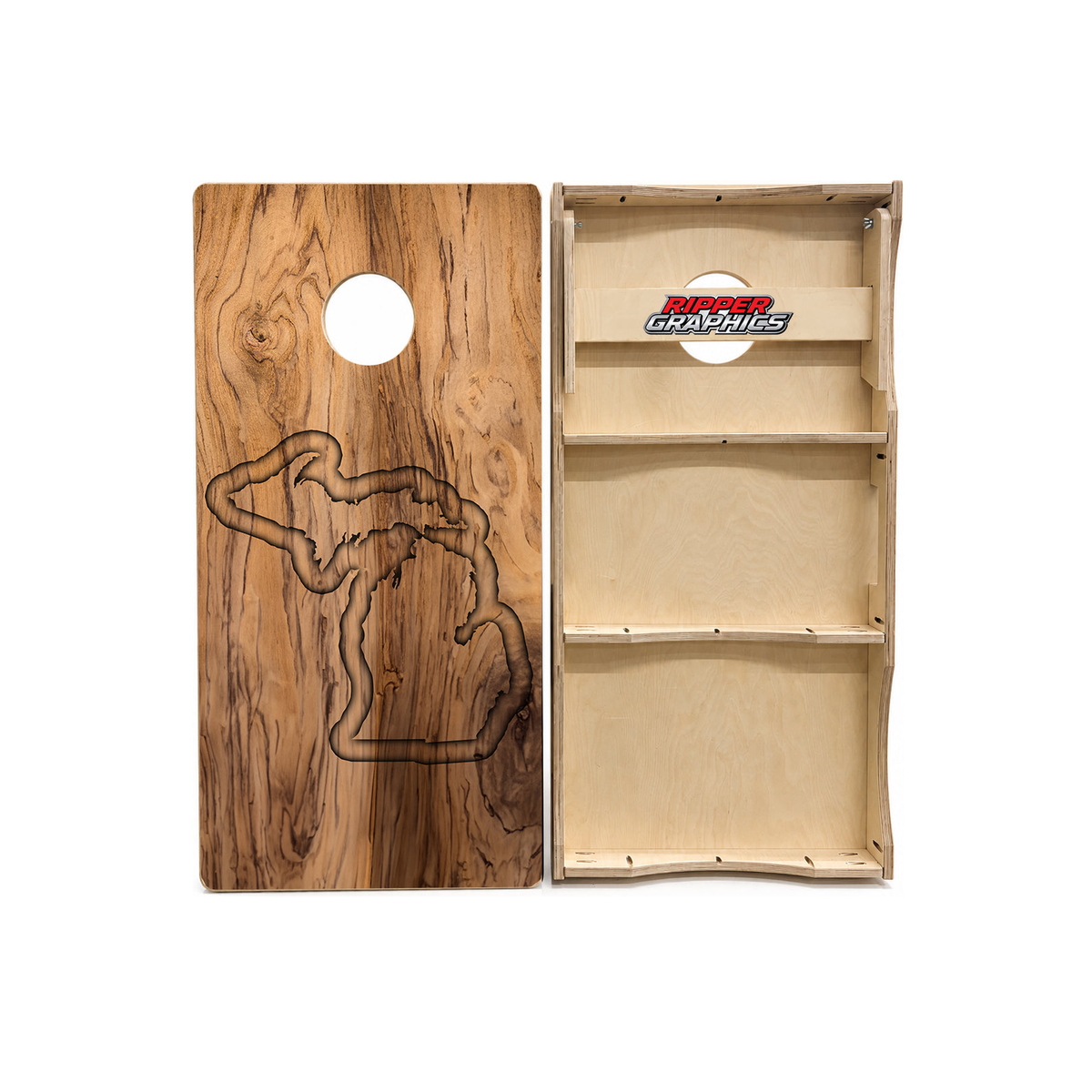 State of Michigan Routered Design Cornhole Design product photo
