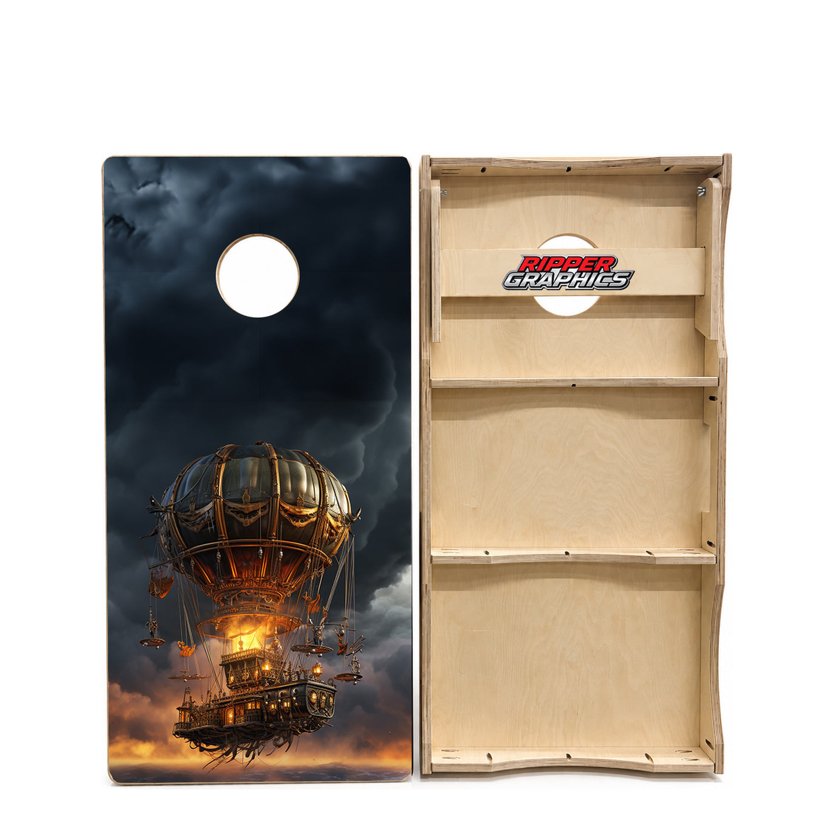 Steam Punk Hot Air Balloon Cornhole Design product photo