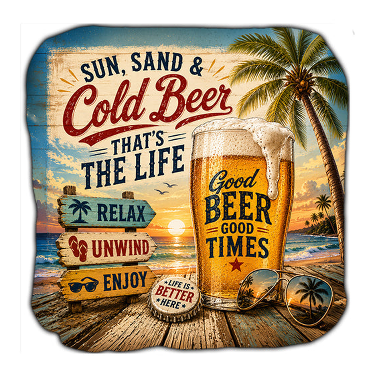 Sun Sand & Cold Beer Cornhole Bags Set of 4 - Great Call Athletics