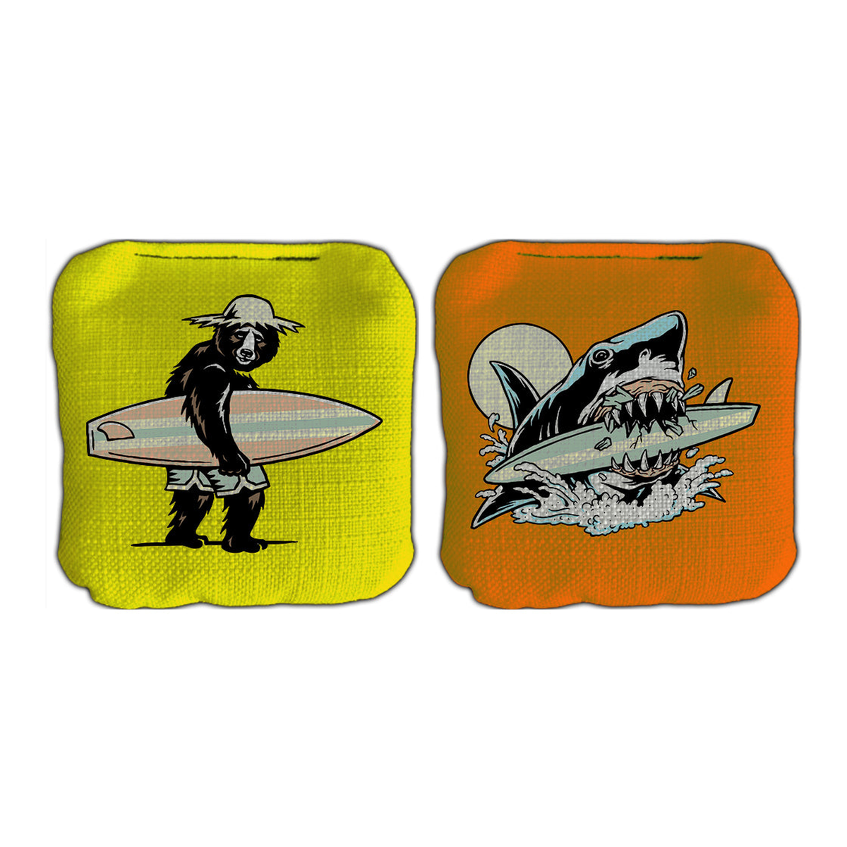 Surfing Bear & Shark Cornhole Bags Set of 8 product photo