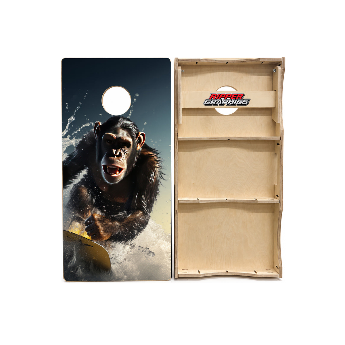 Surfing Chimp Cornhole Design product photo