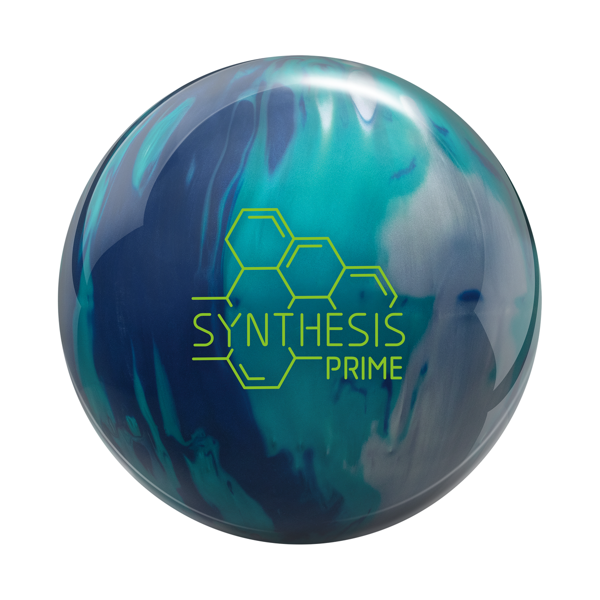 Track Synthesis Prime Bowling Ball in Silver/Blue/Teal - Front view