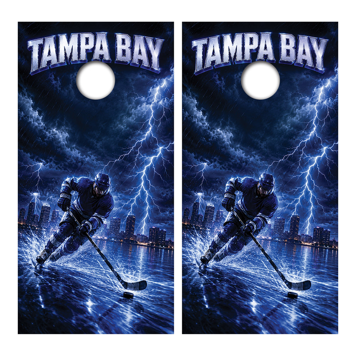 Tampa Bay Lightning Inspired Cornhole Design - Corn5174 - Great Call Athletics