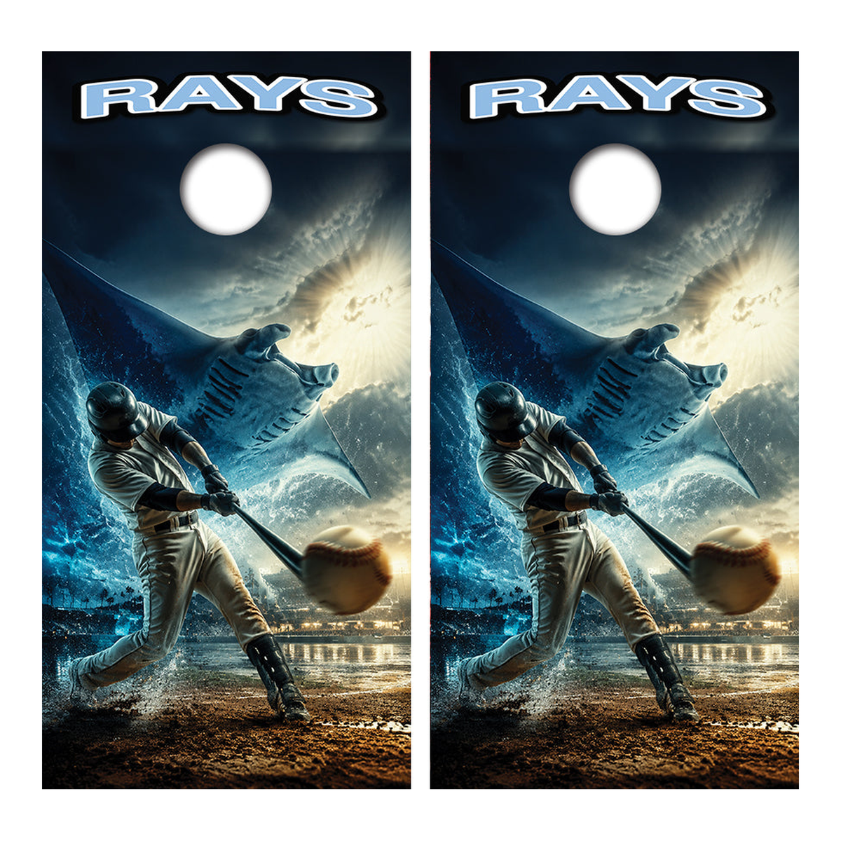 Tampa Bay Rays Baseball Inspired Cornhole Design - Corn5216 - Great Call Athletics