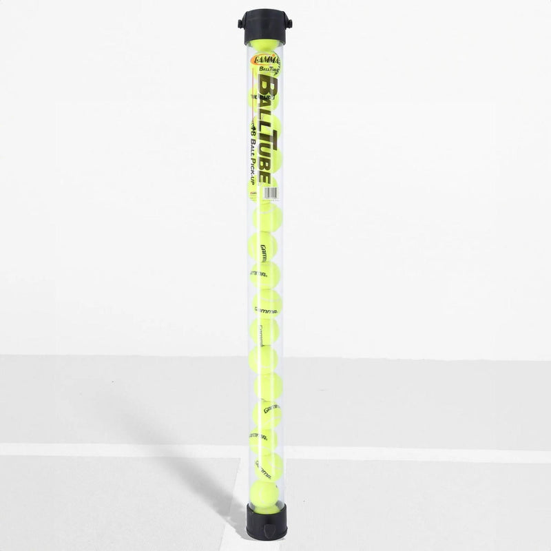 Ball tube pickup and storage tool designed to collect and hold multiple balls for easy transport and convenient practice use.