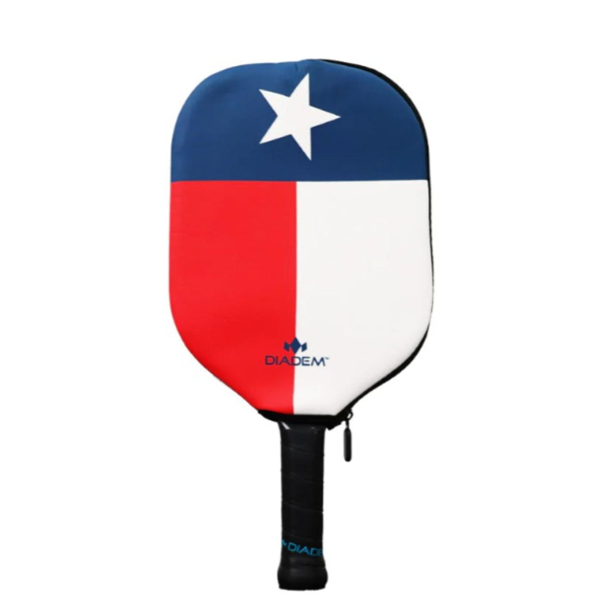 Diadem paddle cover with a zippered design and large front logo, shown fitted over a paddle with handle visible.