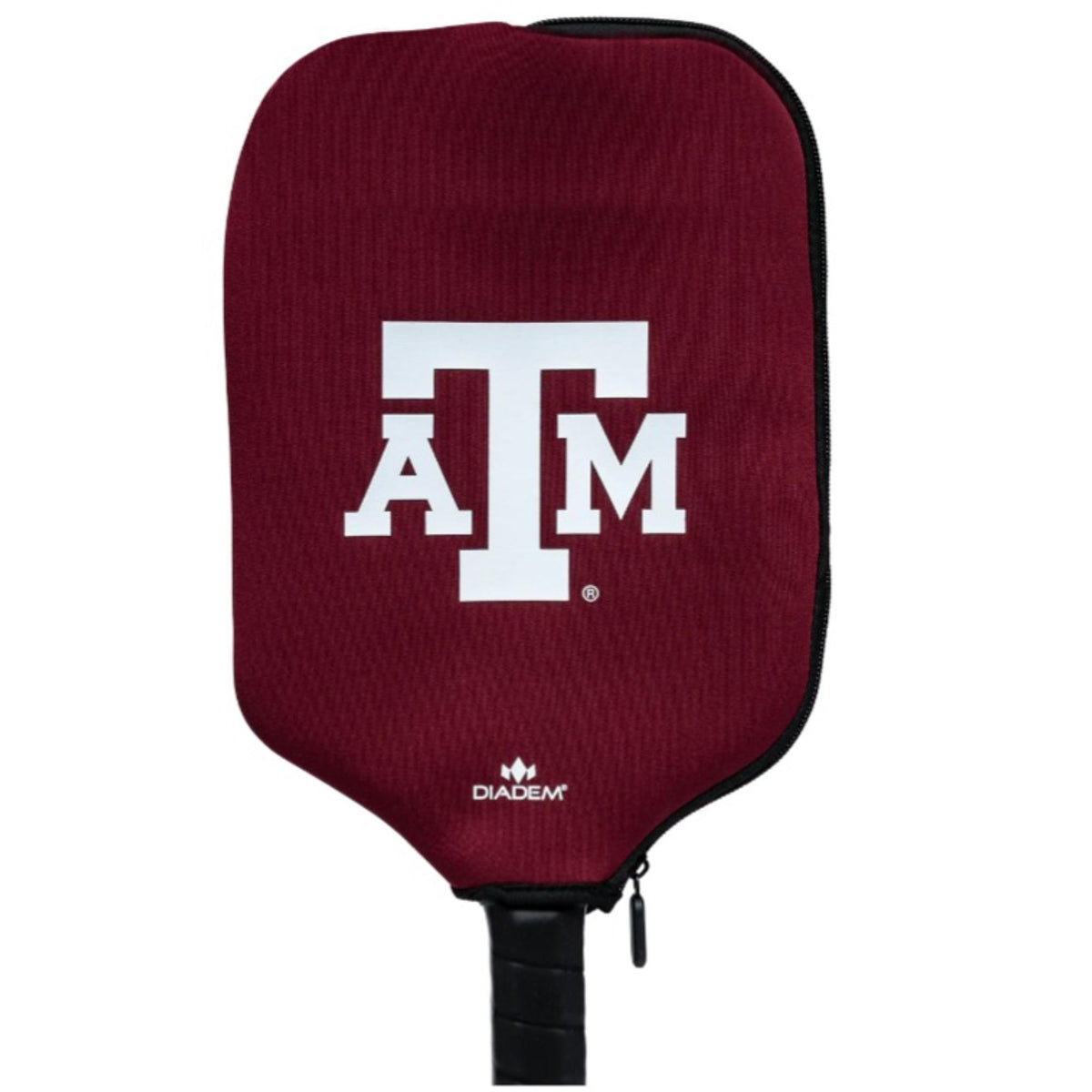 Diadem paddle cover with a zippered design and large front logo, shown fitted over a paddle with handle visible.