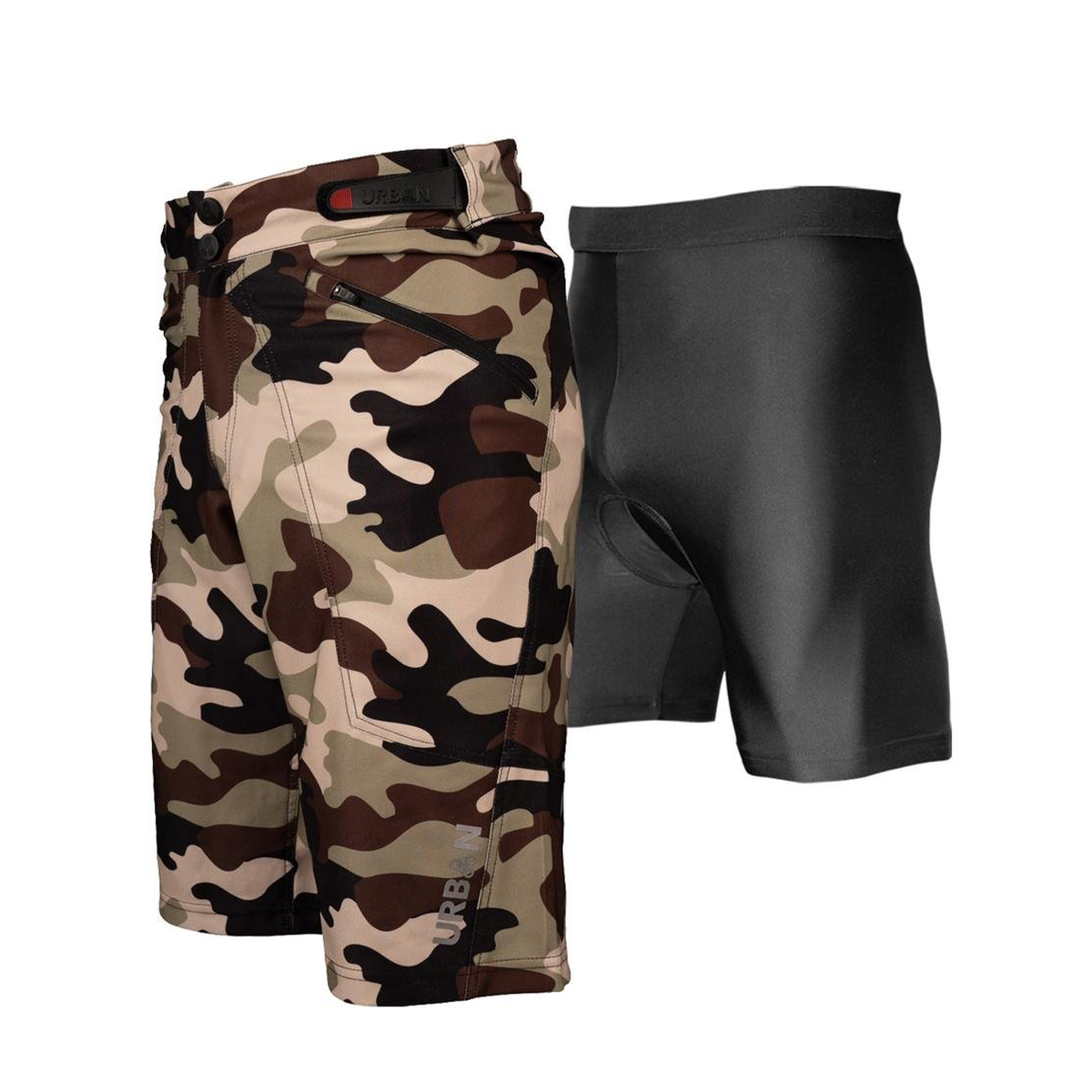 The Shredder Camo — Men's MTB Shorts with Detachable Padded Undershorts | Green & Black Camo - B108, B109, B110, B111, B112, B113 - Great Call Athletics