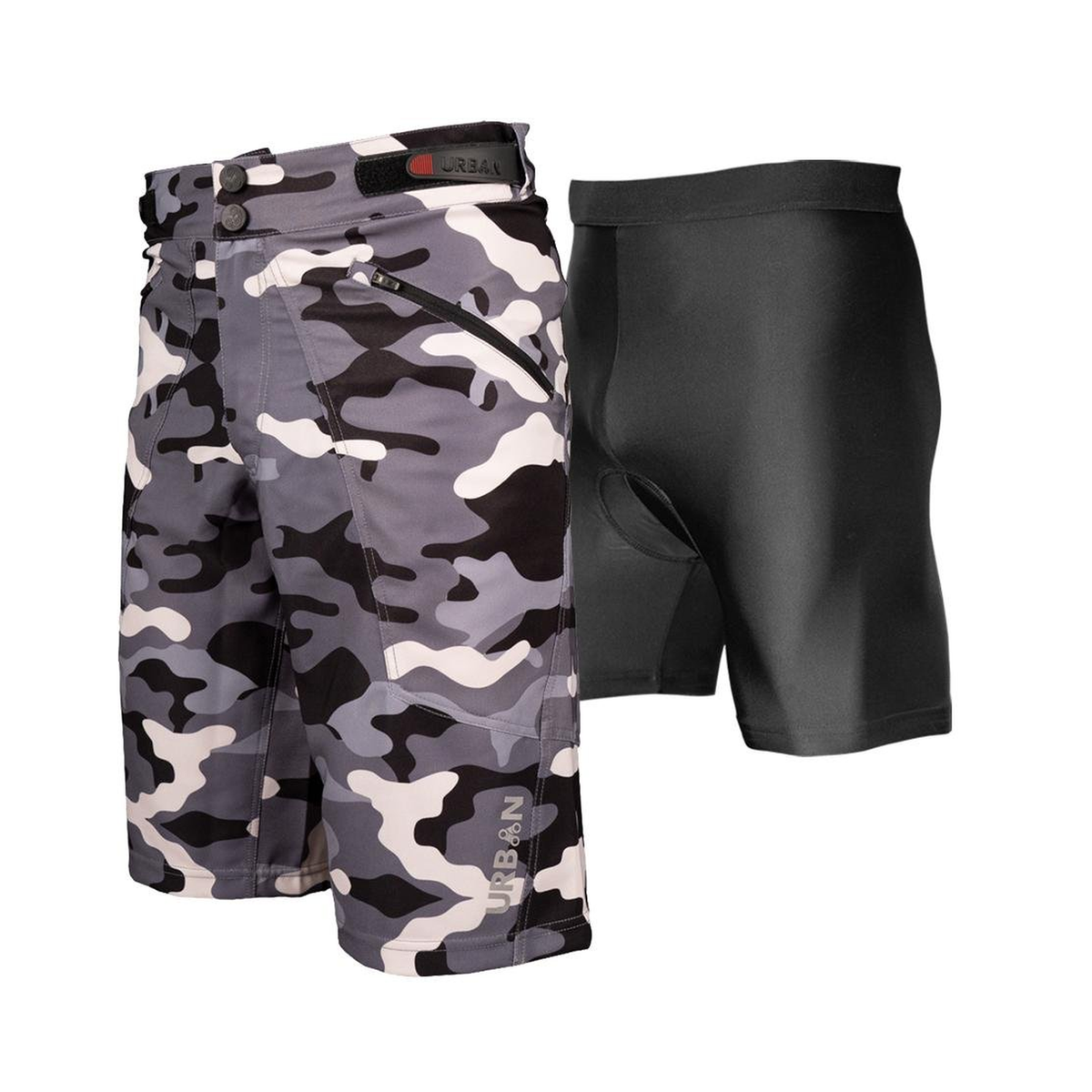 The Shredder Camo — Men's MTB Shorts with Detachable Padded Undershorts | Green & Black Camo - B208, B209, B210, B211, B212, B213 - Great Call Athletics