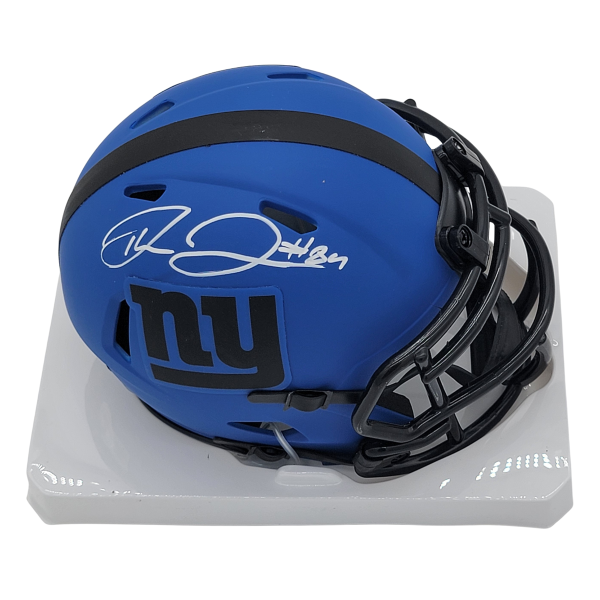 Theo Johnson Signed New York Giants Rave Mini Helmet | Beckett Witnessed