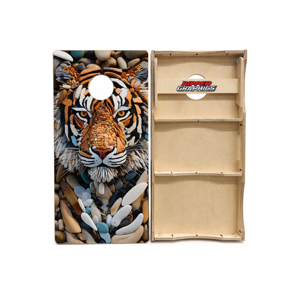 Tiger Face Made of Stone Cornhole Design product photo
