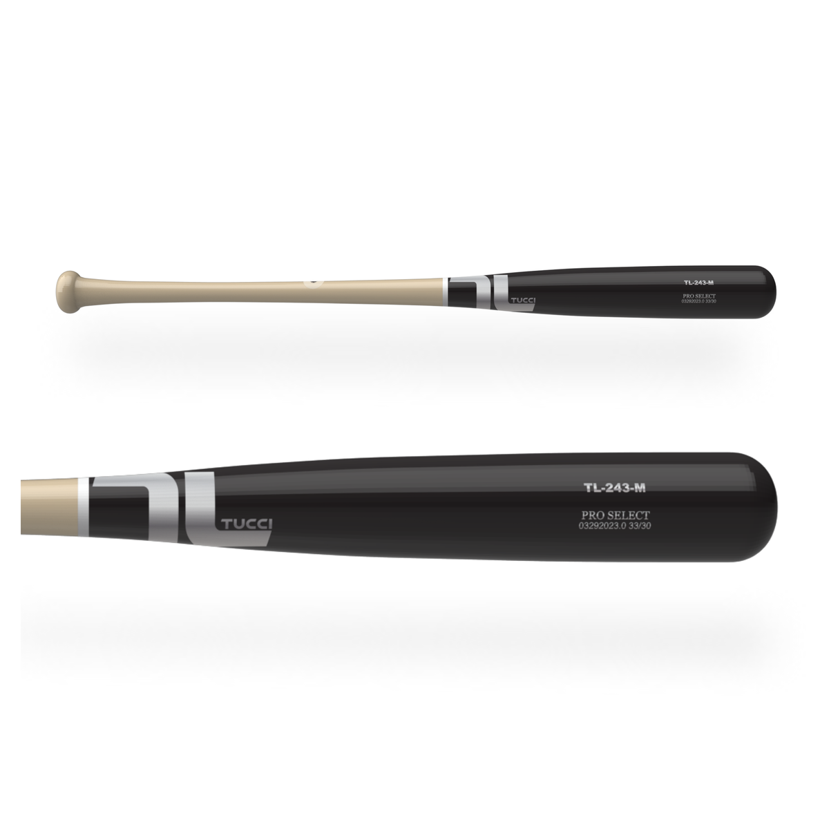TUCCI TL-243 Pro Select Wood Bat in Natural/Silver/Black
