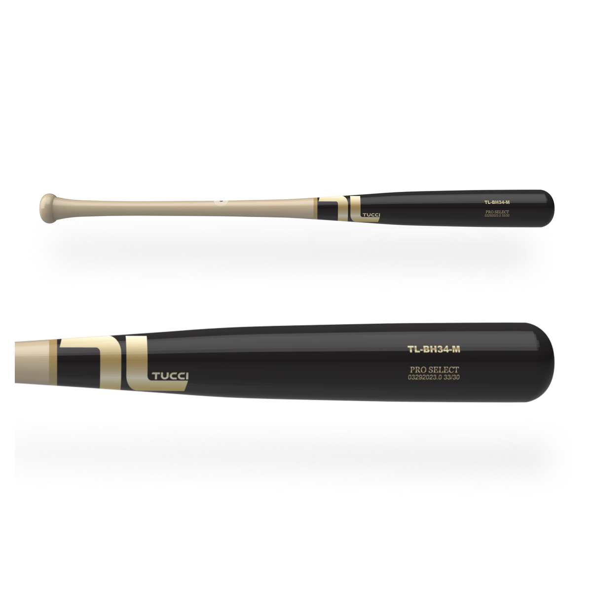 TUCCI TL-BH34 Pro Select Wood Bat in Natural/Gold/Black