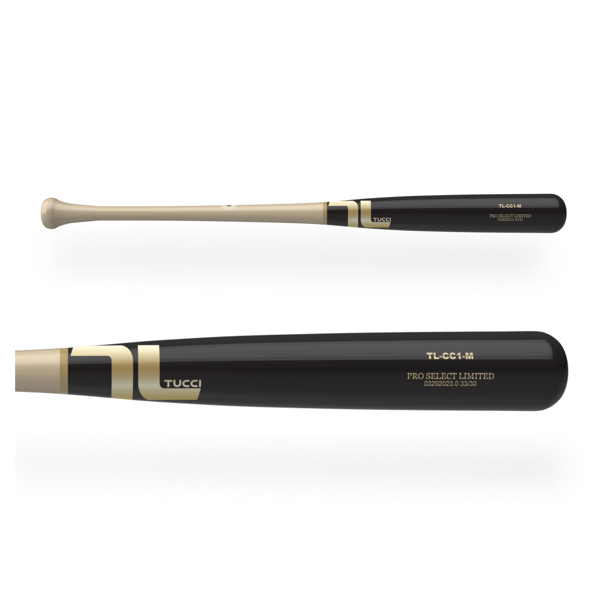 TUCCI TL-CC1 Pro Select Limited Wood Bat in Natural/Gold/Black