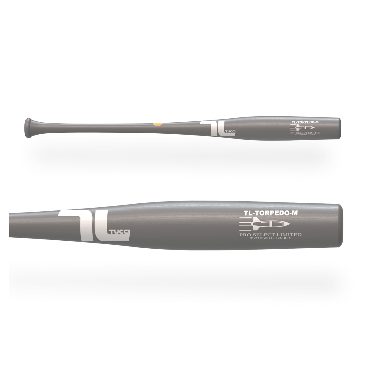 TUCCI TL-Torpedo Pro Select Limited Wood Bat - Matte Gray in Matte Gray/White/Matte Gray
