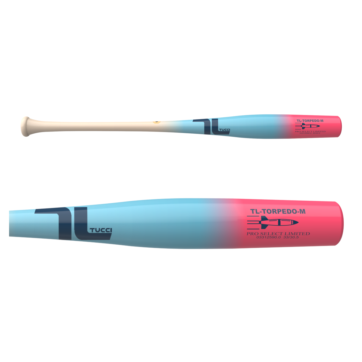 TUCCI TL-Torpedo Pro Select Limited Wood Bat - White/Blue/Pink