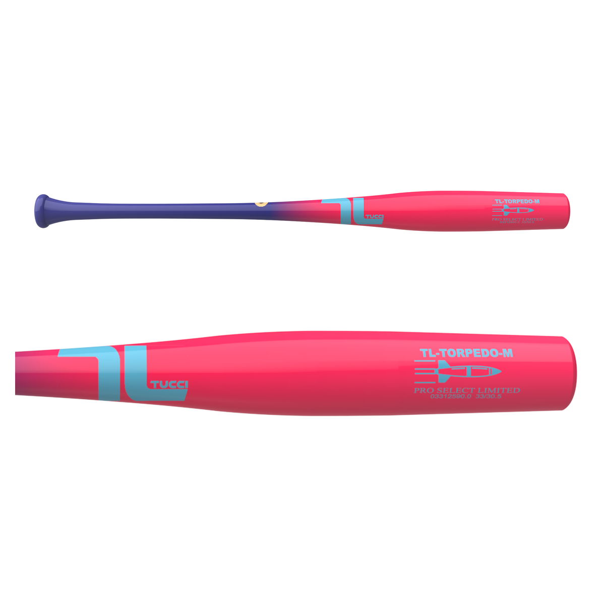 TUCCI TL-Torpedo Youth Pro Select Ultra-Lite Wood Bat - Purple/Pink/Blue