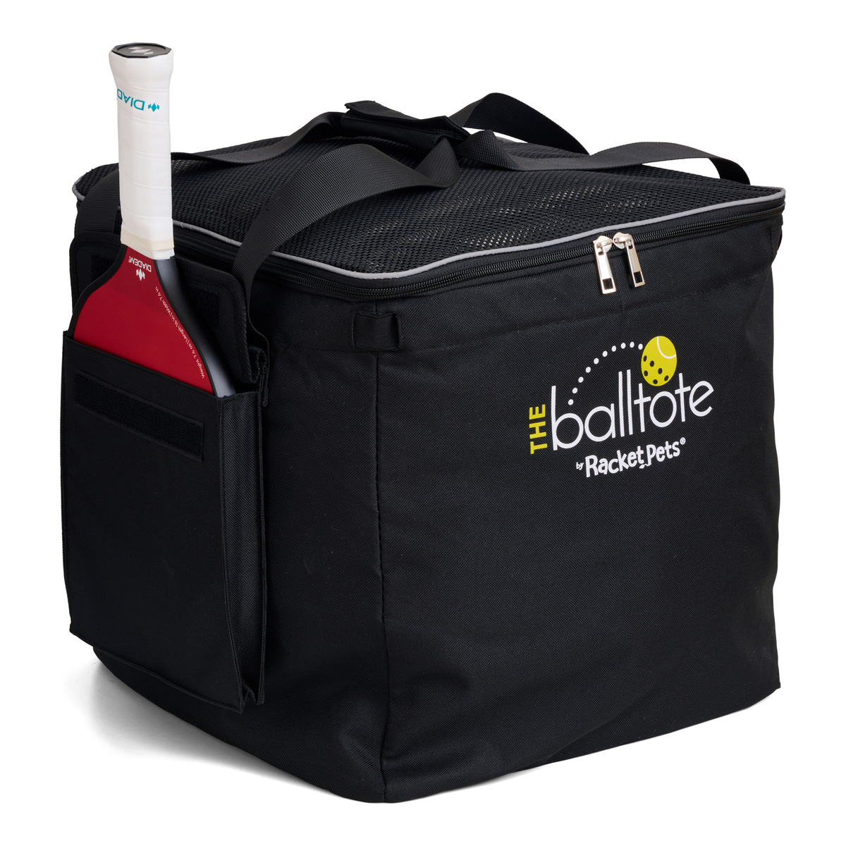 Racket Pets Ball Tote Replacement Bag for Teaching Carts in Black - left side view
