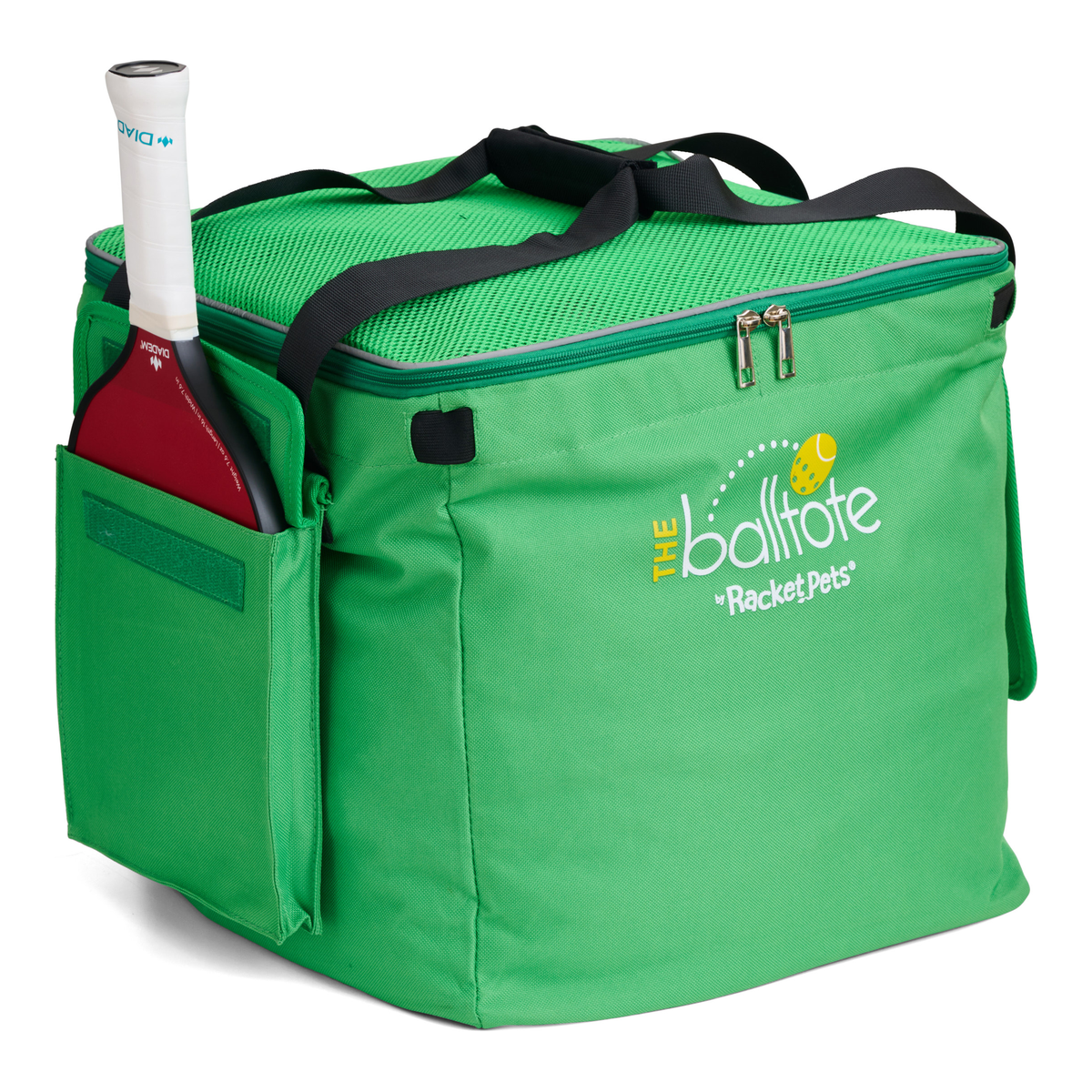 Racket Pets Ball Tote Replacement Bag for Teaching Carts in Green - left side view