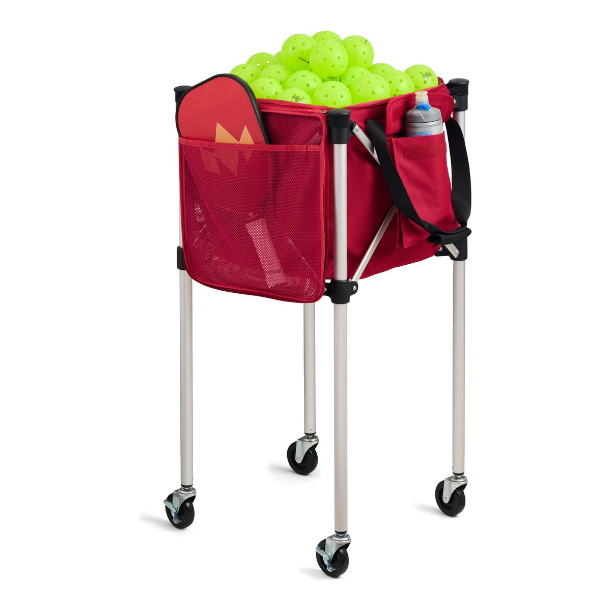 Racket Pets Ball Tote Replacement Bag for Teaching Carts in Red - on teaching cart with pickleballs