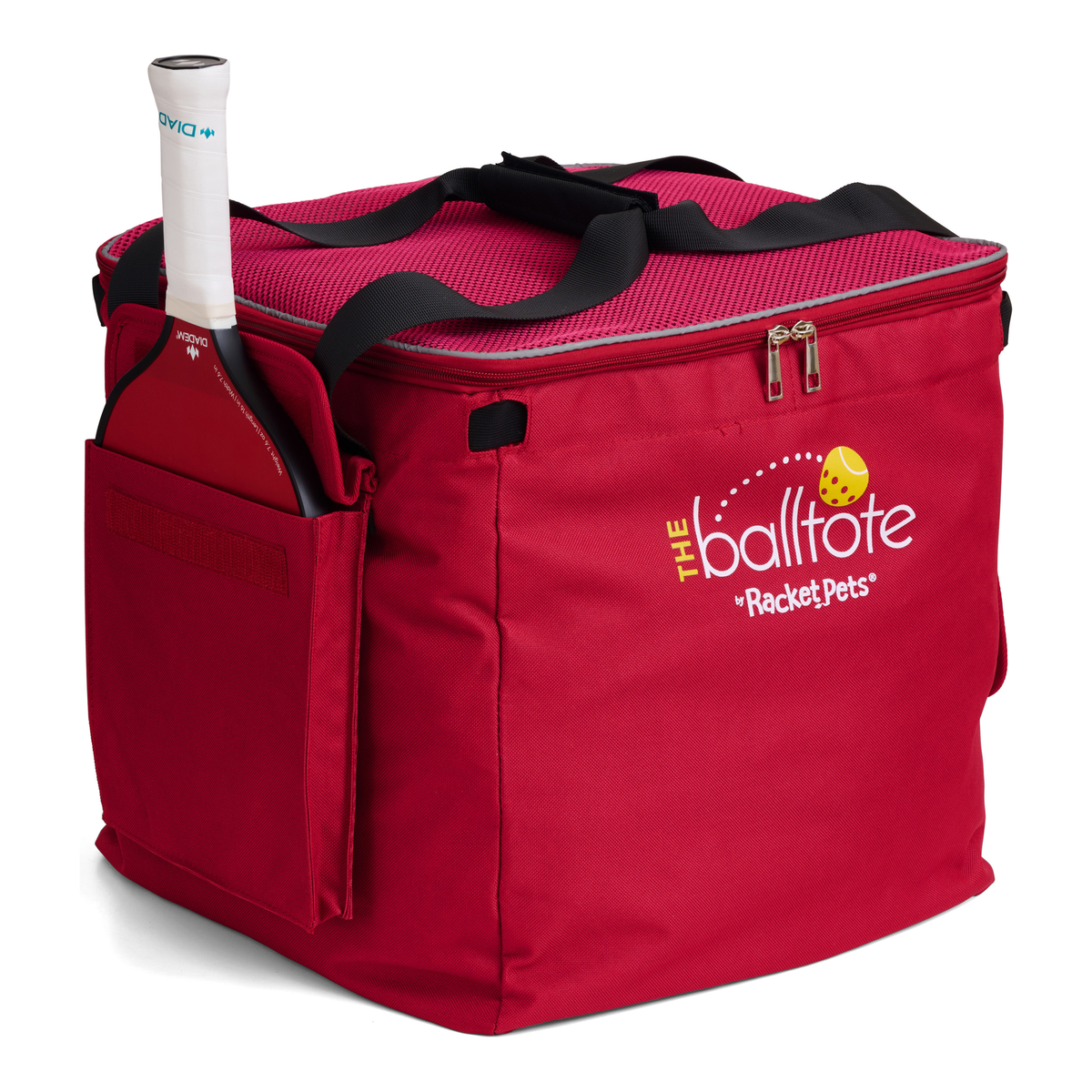 Racket Pets Ball Tote Replacement Bag for Teaching Carts in Red - left side view
