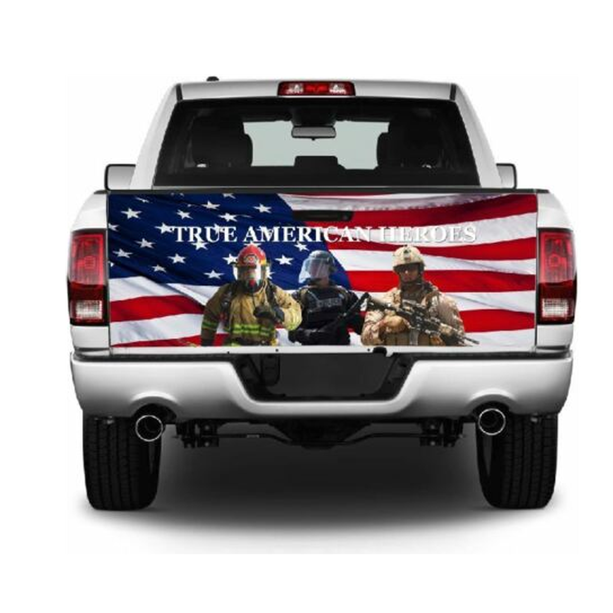 True American Heros American Flag Truck Tailgate Wrap Vinyl Graphic Decal Sti product photo