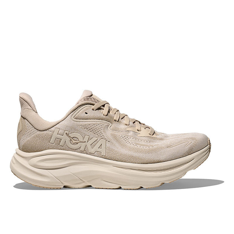 HOKA Clifton 10 Men's Running Shoes — Oatmeal/Oat Milk Knit Low-Top