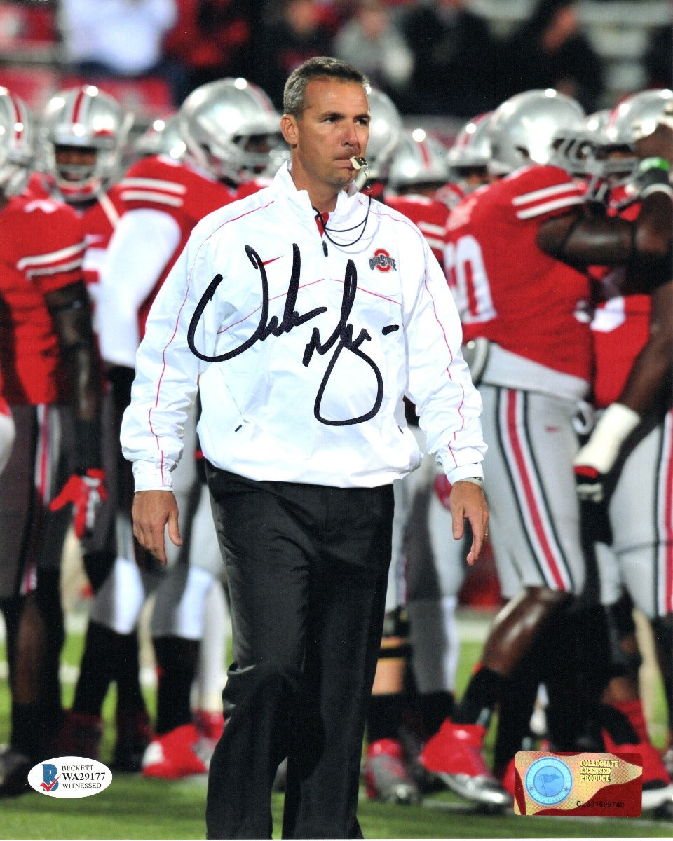 Urban Meyer Autographed Ohio State Buckeyes 8x10 Photo Beckett Witnessed #6