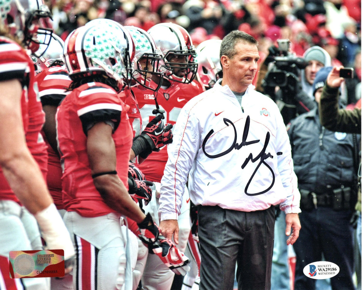Urban Meyer Autographed Ohio State Buckeyes 8x10 Photo Beckett Witnessed #7