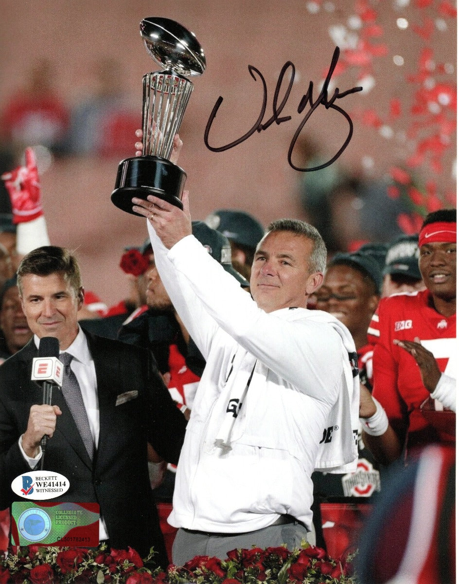 Urban Meyer Autographed Ohio State Buckeyes 2019 Rose Bowl Champions 8x10 Beckett Witnessed