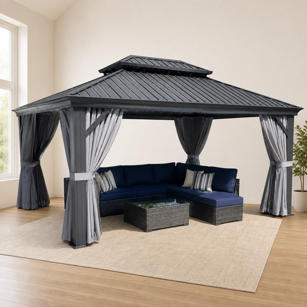 Hardtop Gazebo with Aluminum Frame and Galvanized Steel Roof