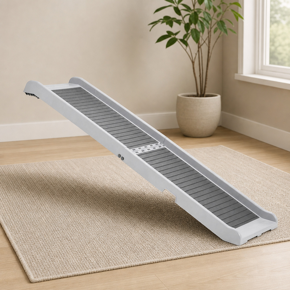 Foldable Pet Ramp with Textured Walking Surface and Carrying Handles