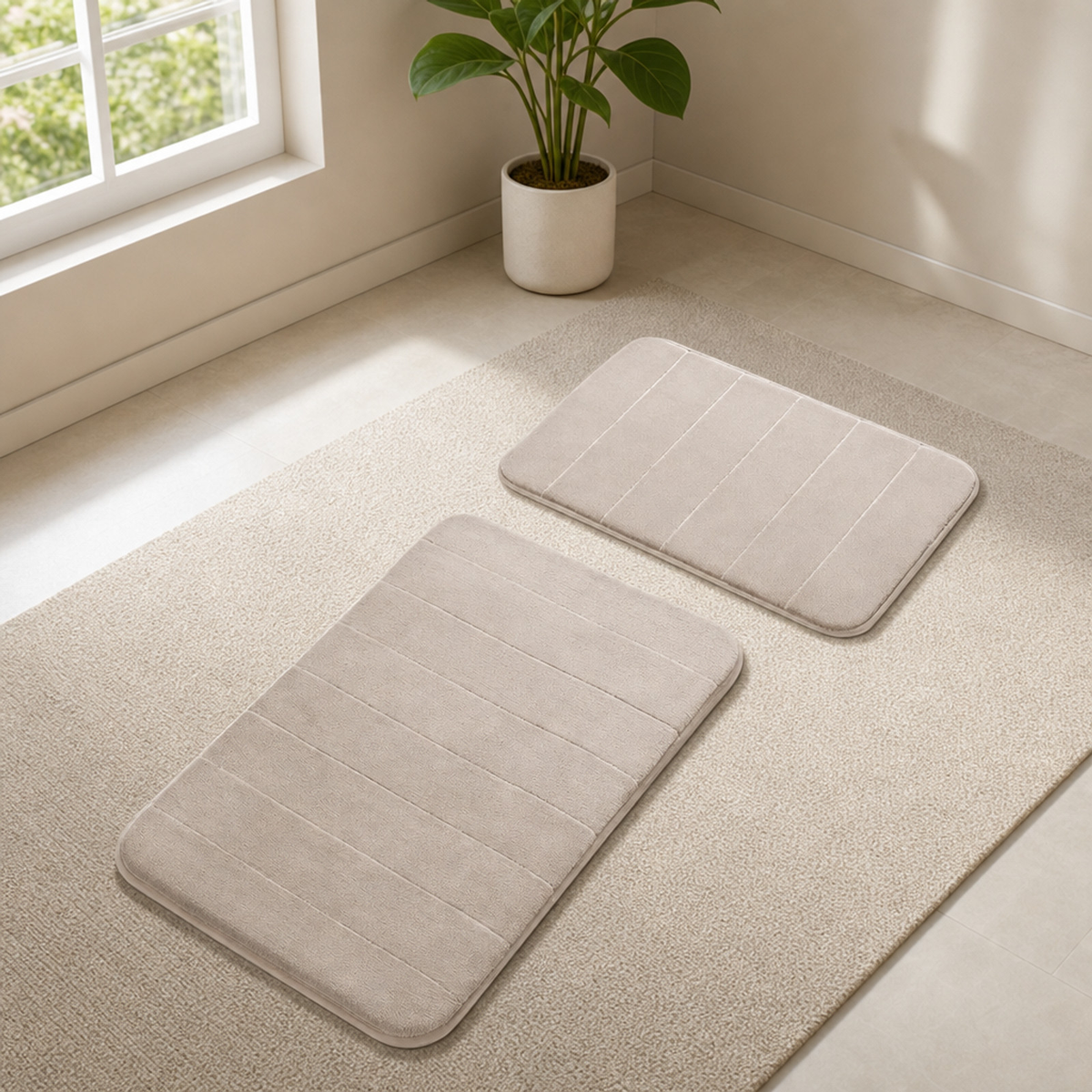 Bath Rug Set, 2-Piece Memory Foam Non-Slip