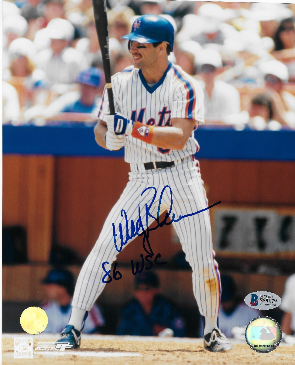 Wally Backman Autographed New York Mets 8x10 Photo W/ 86 WSC Beckett Authenticated
