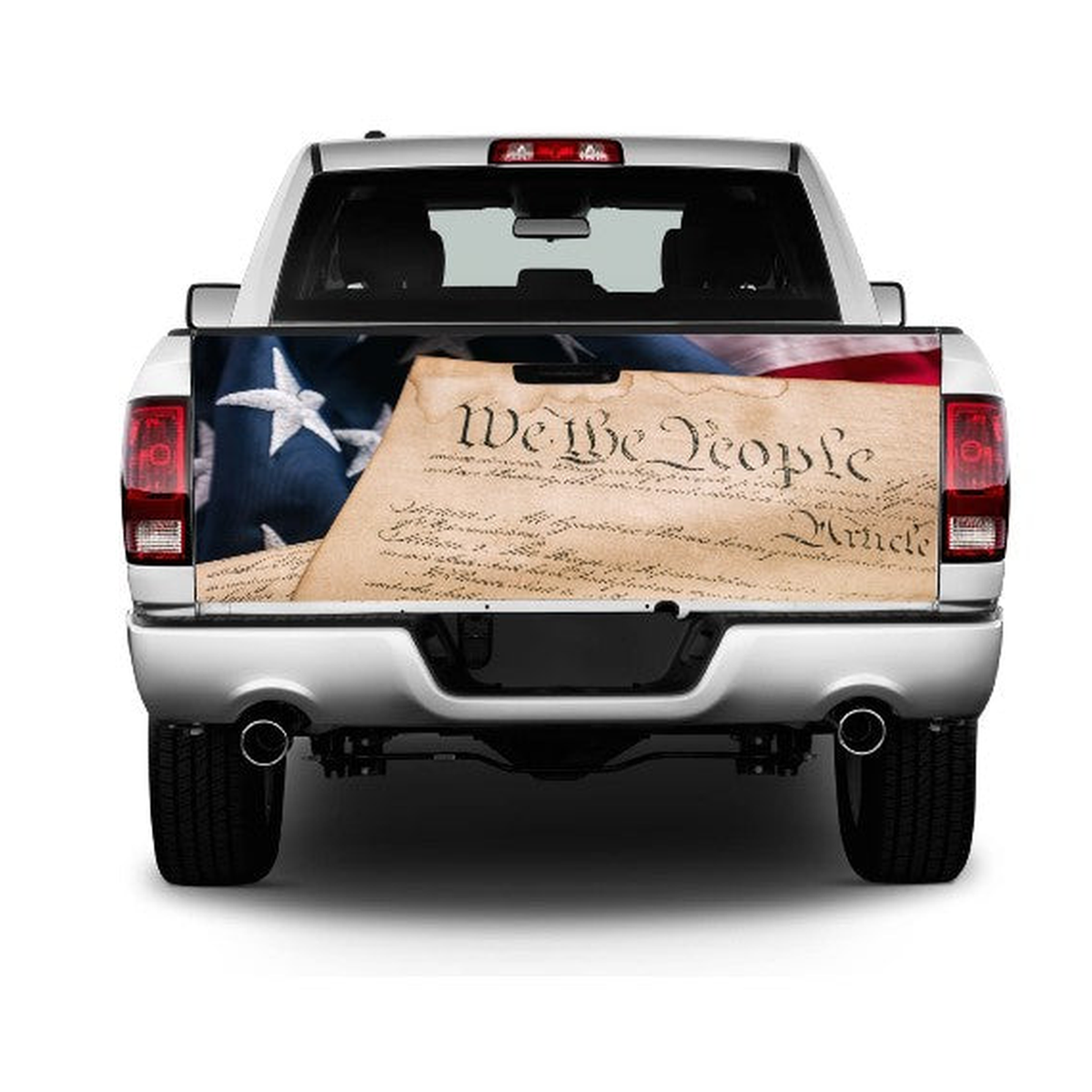 We The People Constitution Flag Tailgate Wrap Vinyl Graphic Decal Sticker product photo