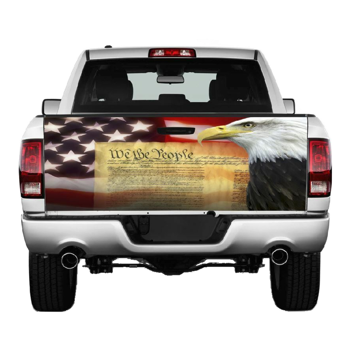 We The People, Eagle, Flag Tailgate Wrap Vinyl Graphic Decal Sticker product photo