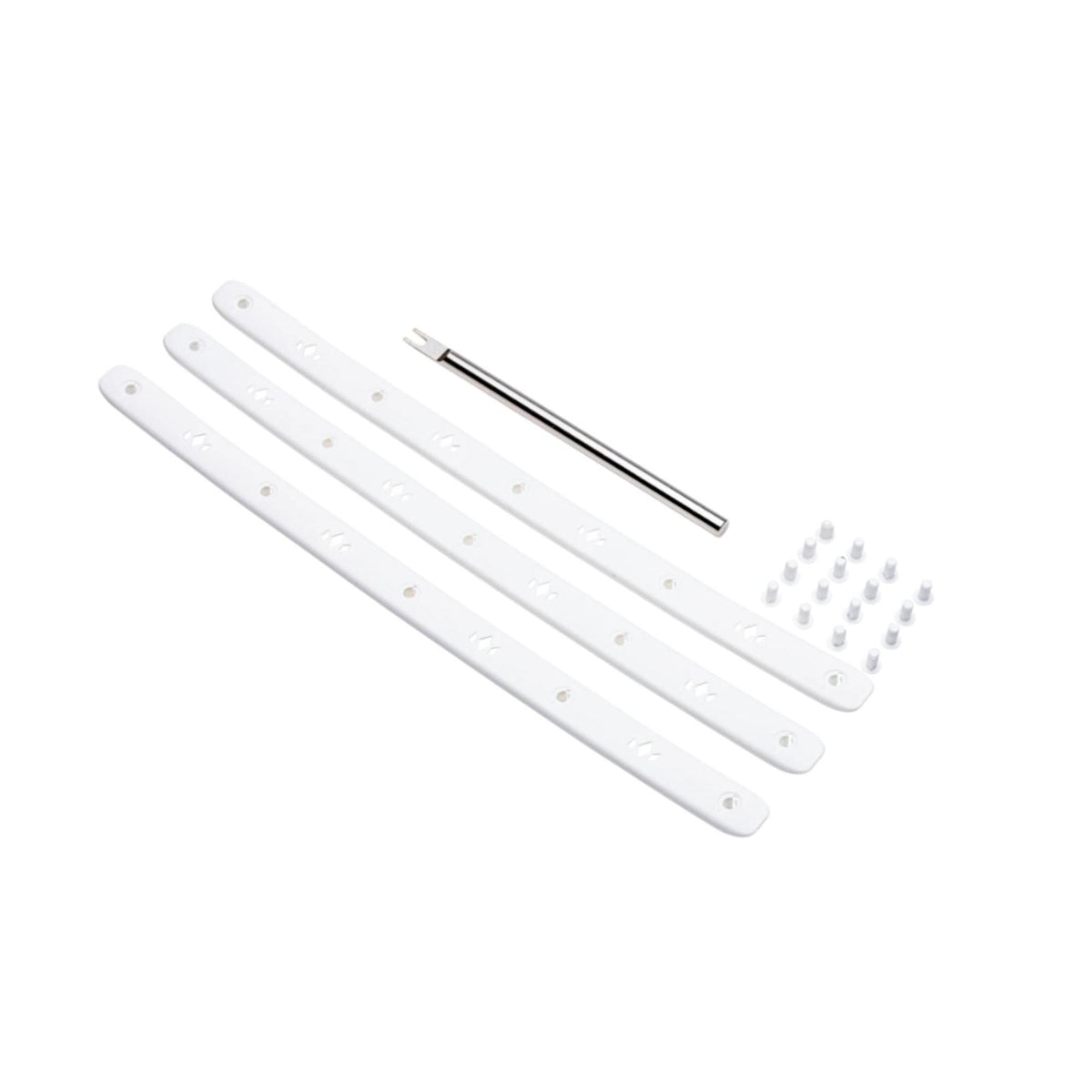 Pickleball paddle bumper guard replacement kit including multiple protective strips, fasteners, and an installation tool.