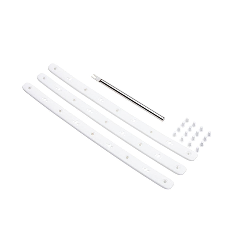 Pickleball paddle bumper guard replacement kit including multiple protective strips, fasteners, and an installation tool.